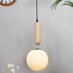 Homesake Beige Wood Bullet Lamp With Chrome Cap-image-48