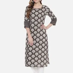 Block Studio Grey Printed Straight Kurta-image-80