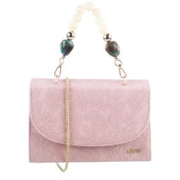 Mochi Pink Synthetic Textured Satchel Handbag-46