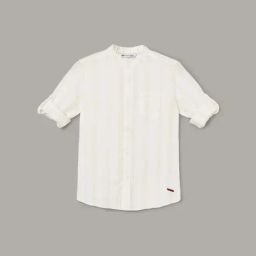 Fame Forever by Lifestyle Boys Off White Cotton Striped Full Sleeves Shirt-image-2