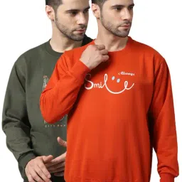 Vimal Jonney Green & Orange Regular Fit Printed Sweatshirts - Pack of 2-picture-37