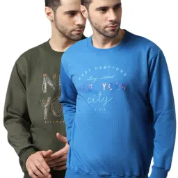 Vimal Jonney Green & Blue Regular Fit Printed Sweatshirts - Pack of 2-48