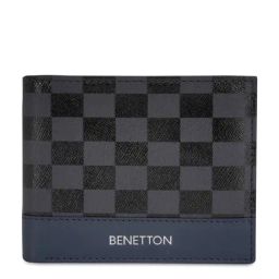 United Colors of Benetton Camora Navy & Black Leather Printed Bi-Fold Wallet-3