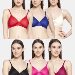 AROUSY Cream & Black Cotton Self Pattern T-Shirt Bra - Pack Of 6-picture-21