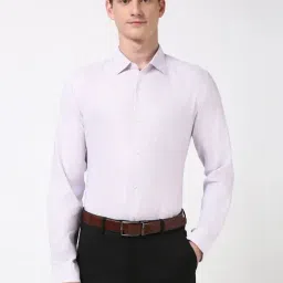 Peter England Pink Cotton Slim Fit Striped Shirt-picture-11
