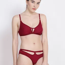 ABELINO Women Maroon Solid Lingerie Set SET1400MAROON01-image-91