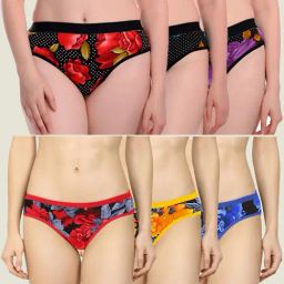 AROUSY Black Floral Print Hipster Panties - Pack Of 6-image-35