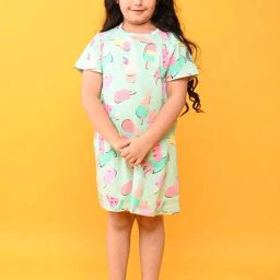 Anthrilo Kids Blue Cotton Printed Dress-image-43