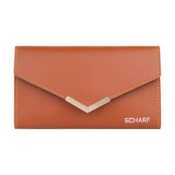 SCHARF Tan Solid Bi-Fold Wallet for Women-17