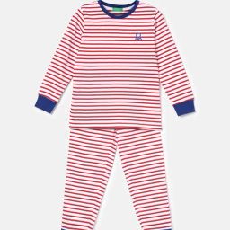 United Colors of Benetton Kids White Striped Full Sleeves T-Shirt with Joggers-image-50