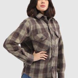 Chkokko Beige & Pink Chequered Shacket-image-29