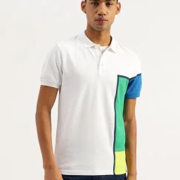 United Colors of Benetton White Colorblock Tshirt-image-32