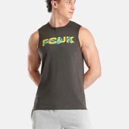 FCUK Brown Cotton Print Sleeveless Vests-image-92