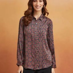 Fabindia Red Rayon Blend Regular Fit Print Shirt-image-10