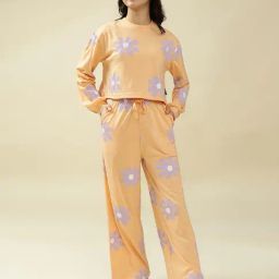 Lil Tomatoes Girls Peach Cotton Regular Fit Floral Print Night Suit-picture-36