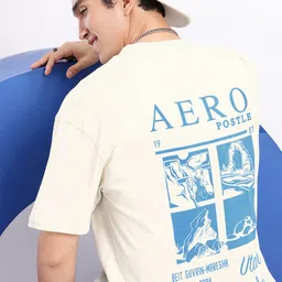 Aeropostale Printed Drop-Shoulder Sleeves Relaxed Fit Pure Cotton T-shirt-image-60