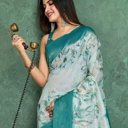 DIVASTRI Floral Printed Zari Banarasi Saree-51