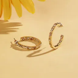 Accessorize London Gem Inlay Hoop Earrings-image-20