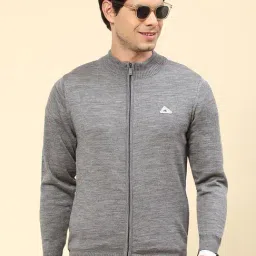 Monte Carlo Grey Wool Blend Regular Fit Solid Pullover-2