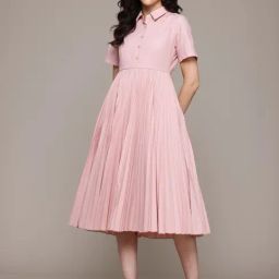 Label Ritu Kumar Pink Core Pleated Shirt Dress-image-10