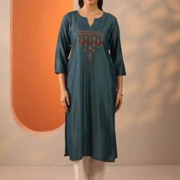 Libas Grey Straight Fit Embroidered Kurta-picture-45
