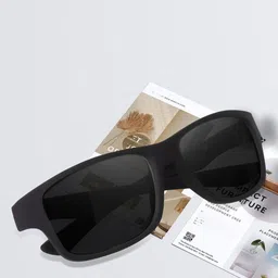 LEGEND EYEWEAR Unisex Black Lens & Black Square Sunglasses with-image-66