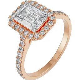 Emori 18k Rose Gold & Diamond Pave Halo Engagement Ring-image-36