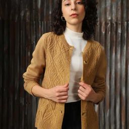 High Star Brown Self Design Cardigan-image-34