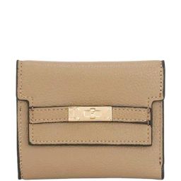 Globus Taupe Solid Tri-Fold Wallet for Women-34