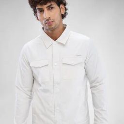 Spykar White Regular Fit Shacket-image-60