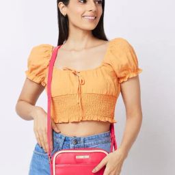 Caprese Magenta Solid Medium Sling Handbag-42