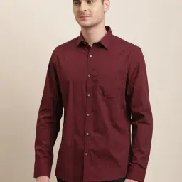 Turtle Maroon Cotton Slim Fit Shirt-image-52