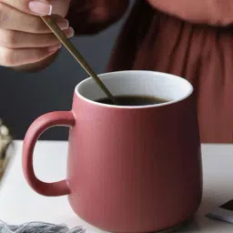 Nestasia premium quality ceramic matte finish red cup for serving warm drinks & tea (3.5" , 450 ml)-picture-26