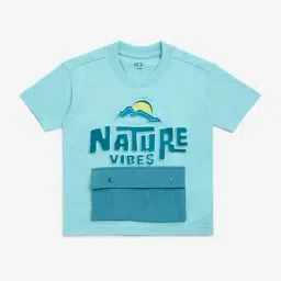 HOP Kids by Westside Aqua Text Design Cotton T-Shirt-picture-29