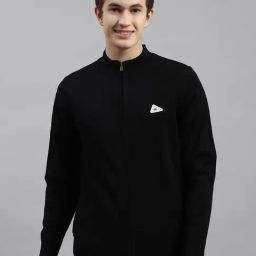 Monte Carlo Black Wool Blend Regular Fit Solid Pullover-image-22
