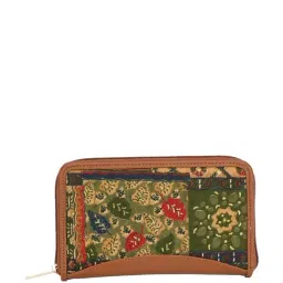 Globus Brown Embroidered Zip Around Wallet for Women-picture-26