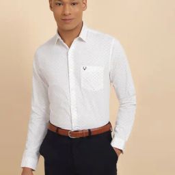 Allen Solly White Cotton Slim Fit Printed Shirt-picture-12