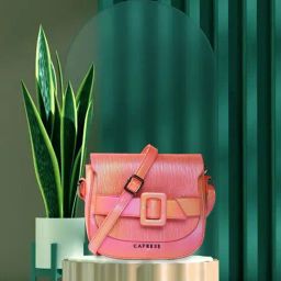 Caprese Pink Textured Small Sling Handbag-image-6