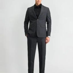 Arrow Grey Regular Fit Texture Two Piece Suit-image-38