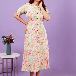 NEED APPARELS Women Floral Printed Empire Midi Dress-20