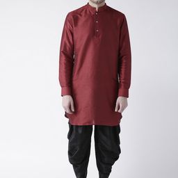 DEYANN Men Red & Black Solid Kurta with Patiala-picture-12