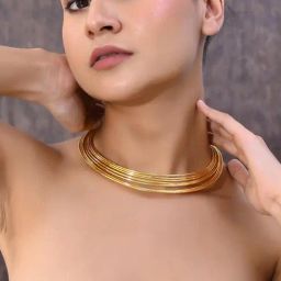 VOJ Gold-Plated Muti Layared Hasli Necklace for Women-image-37
