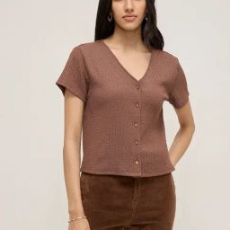 LOV by Westside Brown Seersucker Top-image-83