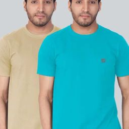 Lux Nitro Beige & Turquoise Regular Fit T-Shirt Pack of - 2-image-20