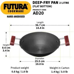 Hawkins Black Hard Anodised 25.5 cm Non-Toxic Kadai (2 L) - Set of 1 image 5