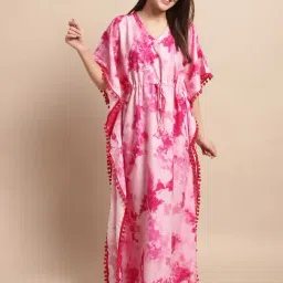 Boston Club Pink Printed Kaftan Night Dress-image-83