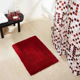 OBSESSIONS Burgundy Cotton Reversible Quick Dry Bath Mat (Small)-picture-19