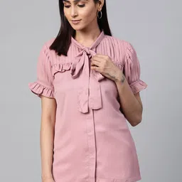 plusS Women Mauve Solid Accordion Pleated Top-picture-14