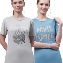 Vimal Jonney Grey & Blue Cotton Printed T-Shirt - Pack Of 2-image-66