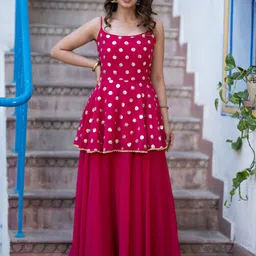 DIVASTRI Printed Sequinned Semi-Stitched Lehenga & Unstitched image 4